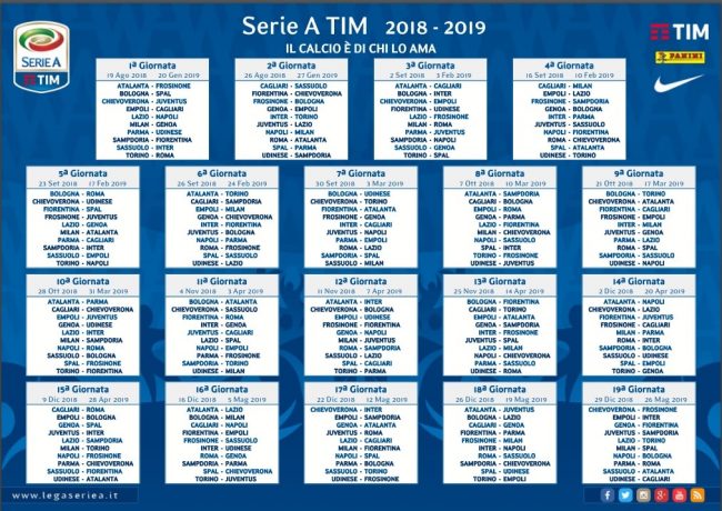 Serie A 2018/2019 - Il programma dei derby e dei big match