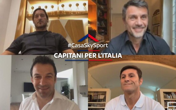 Totti, Maldini, Del Piero e Zanetti insieme a Casa Sky Sport
