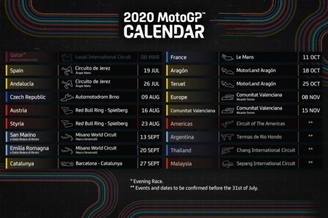 MotoGP, ecco il calendario ufficiale: due gare a Misano!