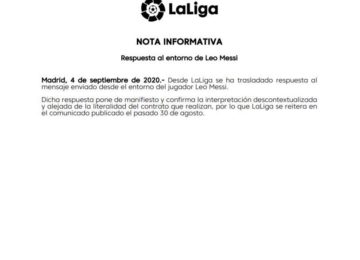 La Liga risponde a Jorge Messi: "Clausola assolutamente valida"