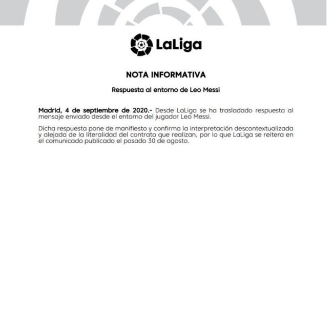 La Liga risponde a Jorge Messi: "Clausola assolutamente valida"