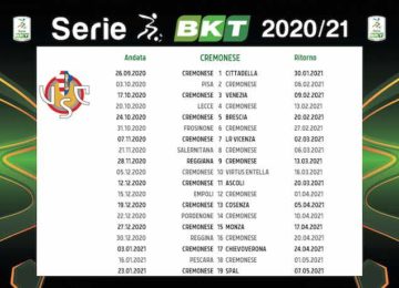 Calendario Cremonese 2020/2021: tutte le partite