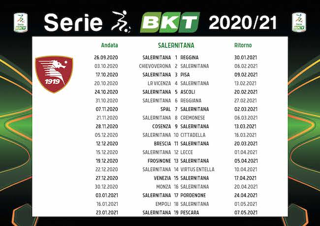 Calendario Salernitana 2020/2021: tutte le partite