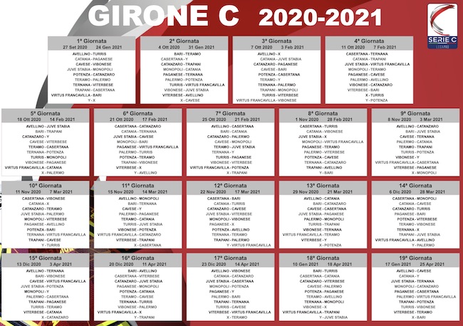 calendario serie c girone c 2020-2021