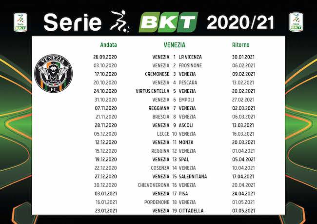 Calendario Venezia 2020/2021: tutte le partite