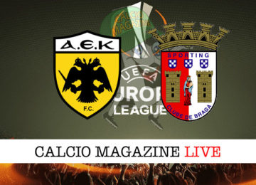 AEK Atene Sporting Braga cronaca diretta live risultato in tempo reale