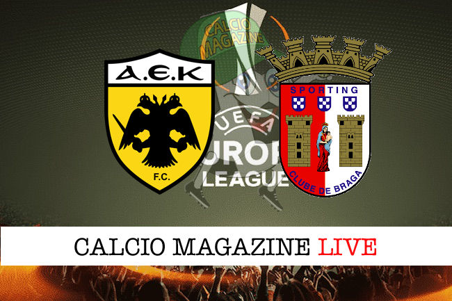 AEK Atene Sporting Braga cronaca diretta live risultato in tempo reale