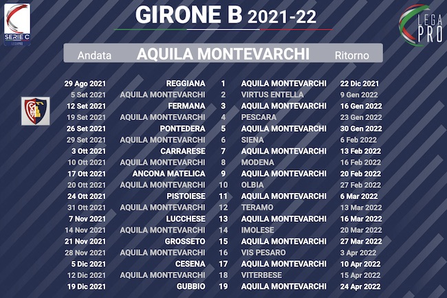 calendario aquila montevarchi 2021-2022