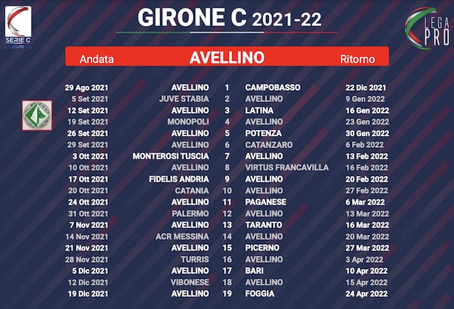 calendario avellino 2021-2022