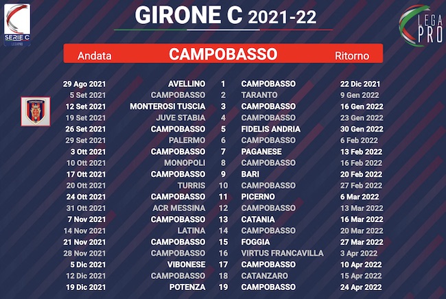 calendario campobasso 2021-2022