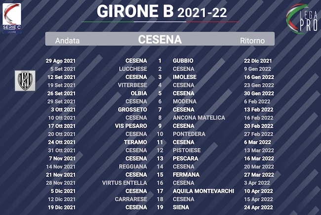 calendario cesena 2021-2022