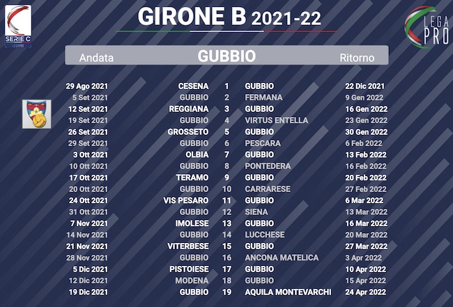 calendario gubbio 2021-2022