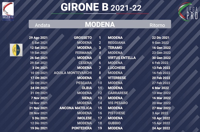 calendario modena 2021-2022