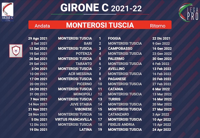 calendario monterosi tuscia 2021-2022