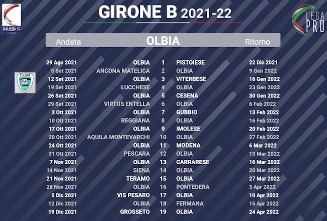 calendario olbia 2021-2022