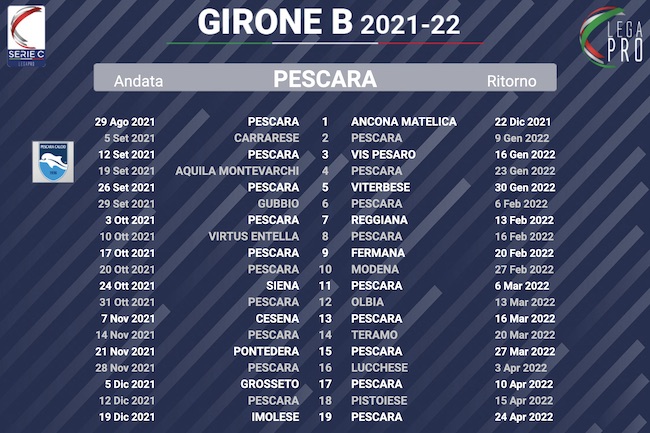 calendario pescara 2021-2022