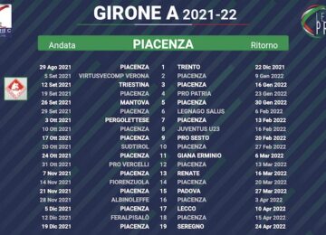 calendario piacenza 2021-2022