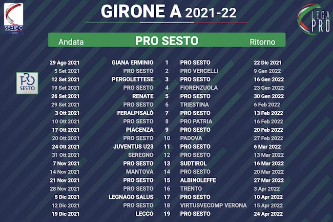 calendario pro sesto 2021-2022