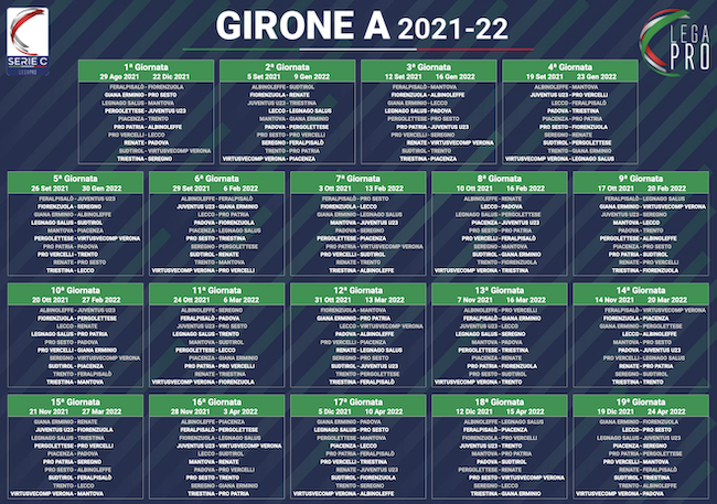 calendario serie c girone a 2021-2022