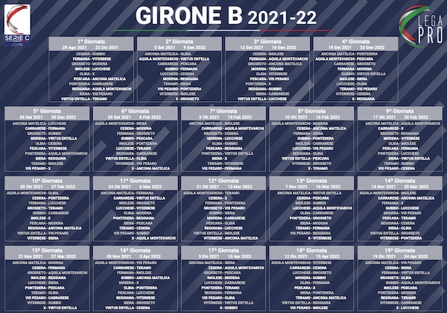 calendario serie c girone b 2021-2022