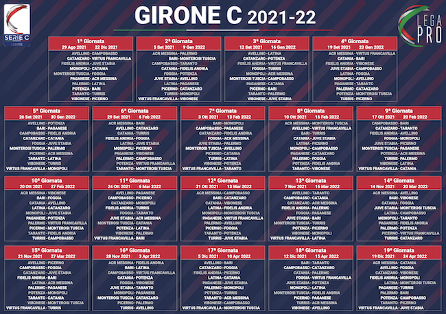 calendario serie c girone c 2021-2022