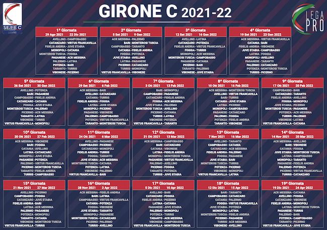 Calendario Serie C Girone C Stagione 2021 2022 Calciomagazine