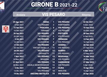 calendario vis pesaro 2021-2022