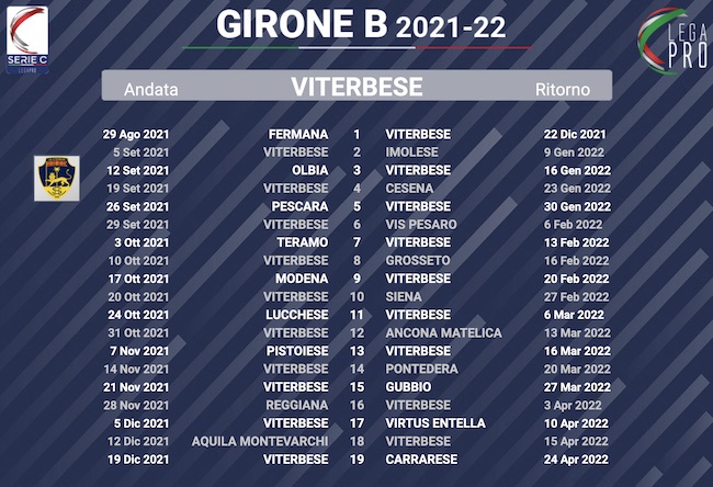 calendario viterbese 2021-2022