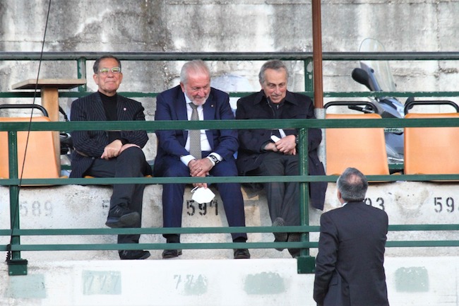 presidente Pier Luigi Betturri con Francesco Ghirelli e Giancarlo Abete - foto Romani