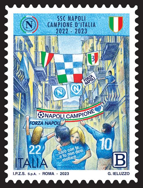 Francobollo dedicato al Napoli Campione d'Italia 2022/23