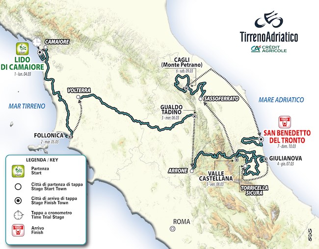 TirrenoAdriatico 2025 tappe, percorso e date Ciclismo