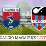Taranto Catania cronaca diretta live risultato in tempo reale
