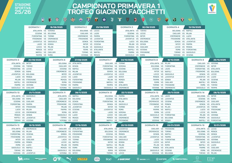 calendario primavera 1 2025/2026 andata