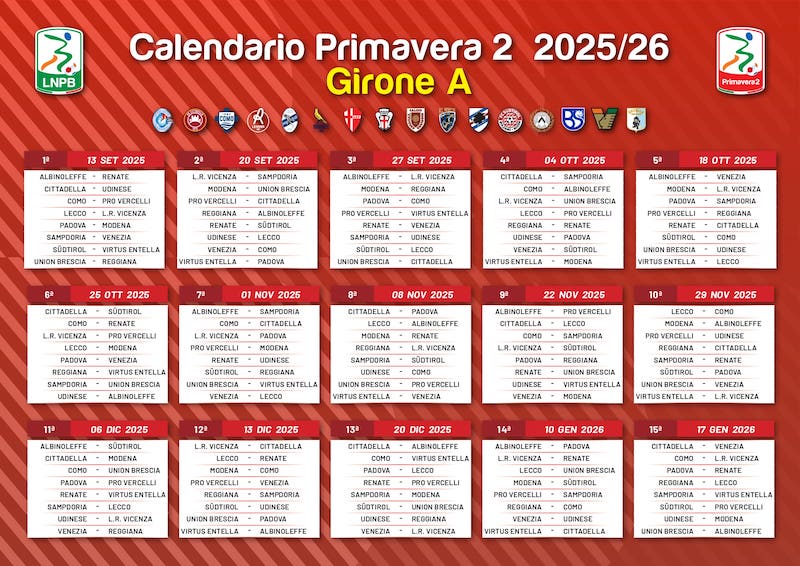 campionato primavera 2 2025-2026 girone a andata
