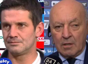 Cristian Chivu e Beppe Marotta in primo piano
